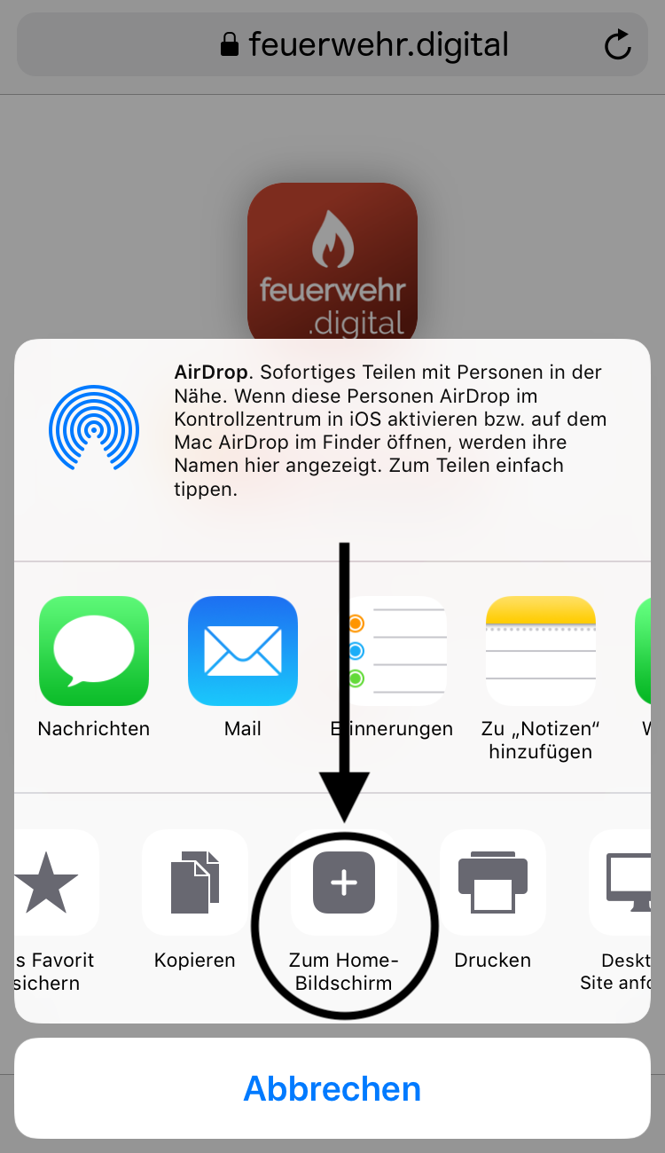 iOS Installation - 2. Schritt